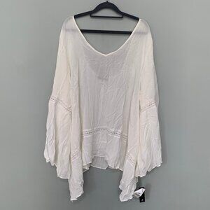 NEW ING+ white lightweight deep scoop flowy shirt top blouse